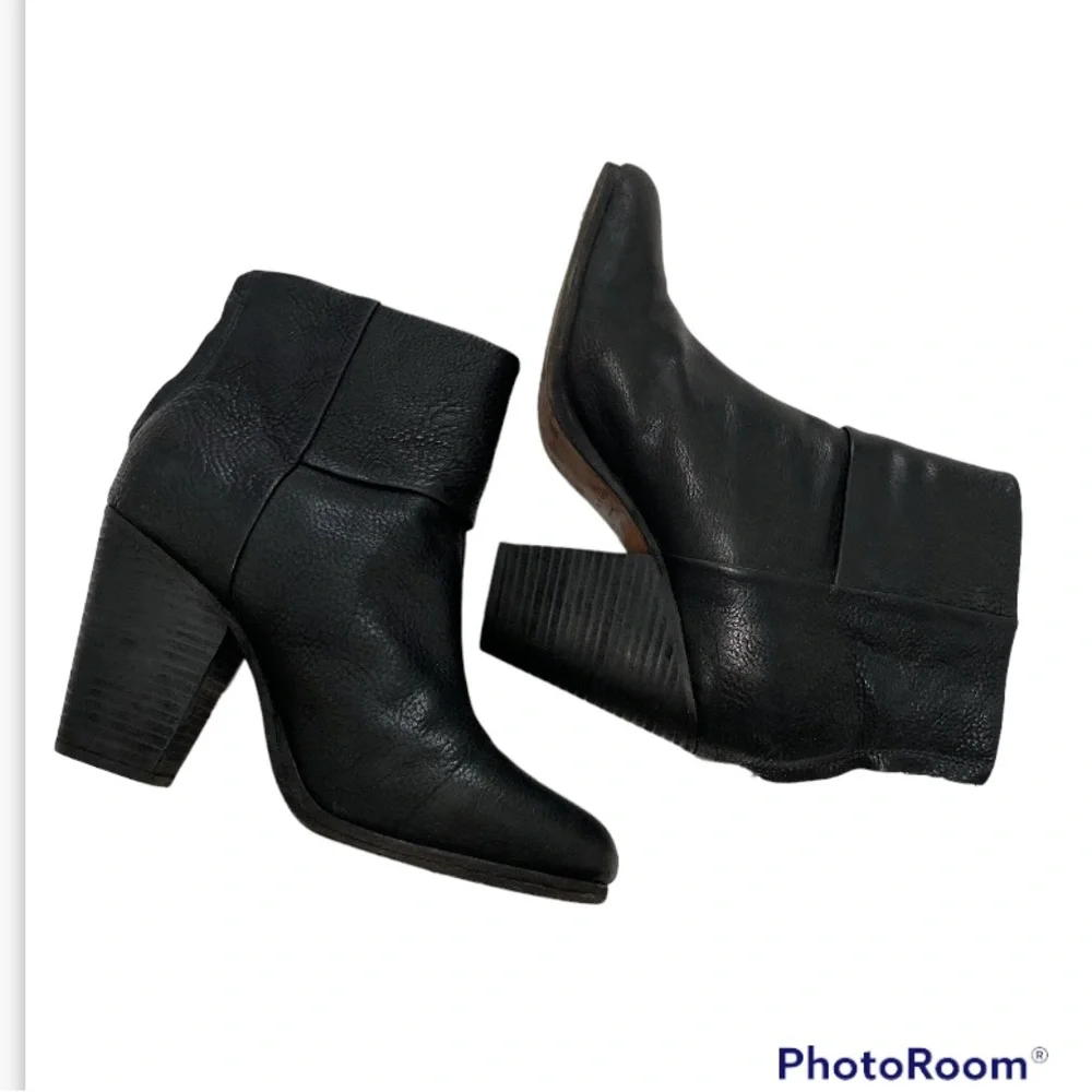 Rag&Bone Newburry Italian Black Leather Ankle Boots Size 40 - Picture 3 of 15